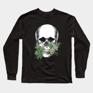 Sugar skull with succulents plants, cool funny cute mask Long Sleeve T-Shirt